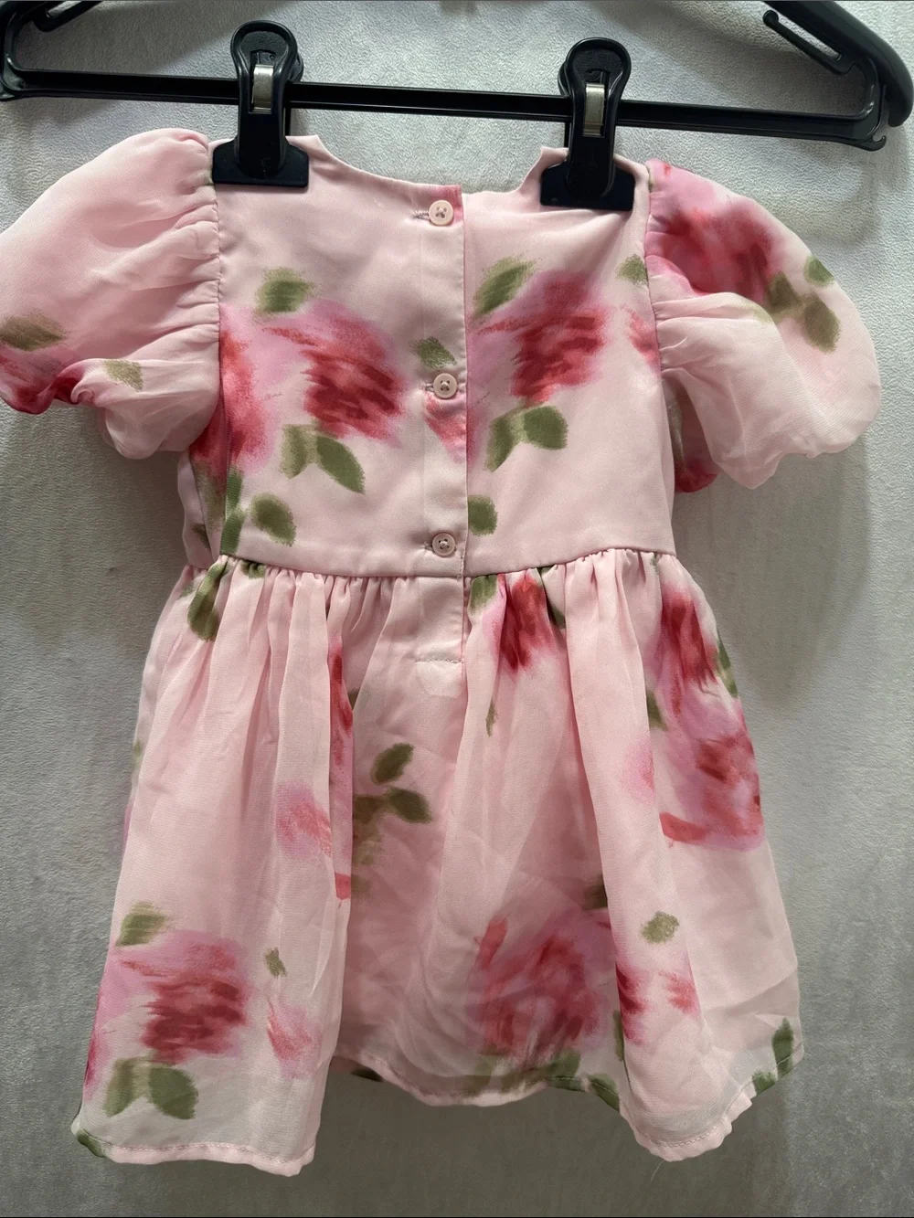 The Children's Place Pink Floral Puff-Sleeve Dress Size 12-18 M NWT